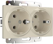 Розетка с заземлением без рамки Werkel 1-м. 2-мод. слоновая кость глянцевый картинка